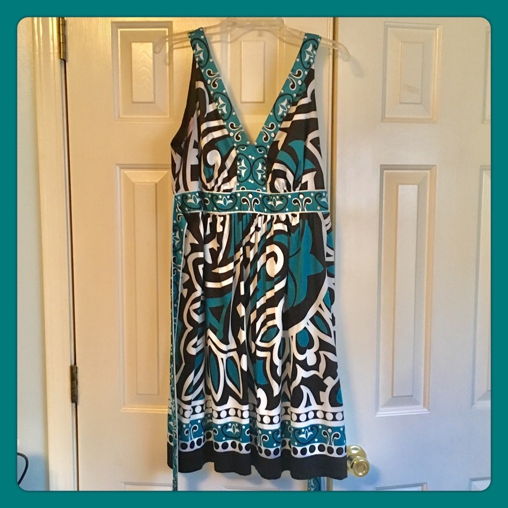 Black, Blue, and White ECI Dress